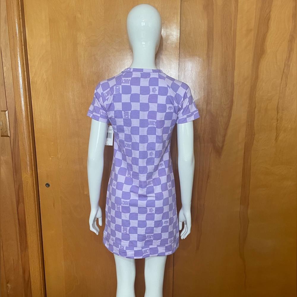 NWT Juicy Couture Lilac Sky Check T Shirt Dress Size XS Purple - Picture 5 of 15